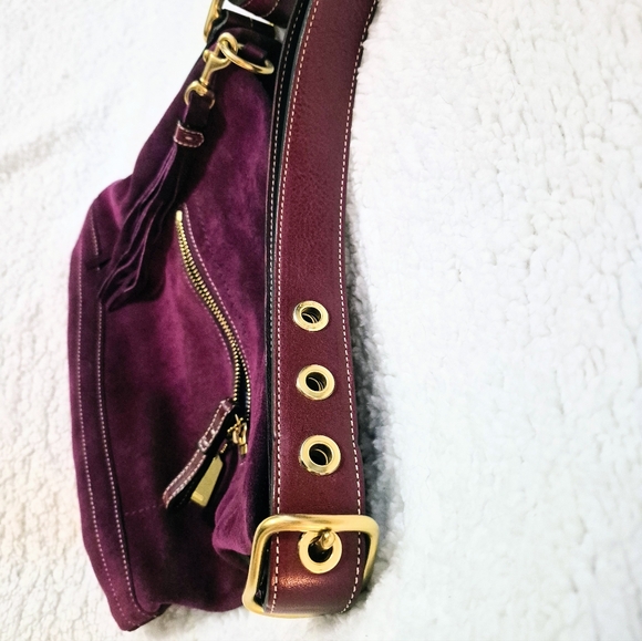 COACH: Grape Soft Suede Duffle Purse - Picture 10 of 11